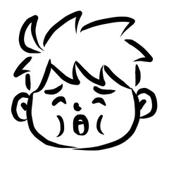 顔アイコン　少年　筆　表情