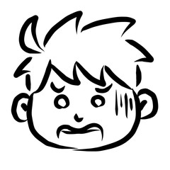 顔アイコン　少年　筆　表情