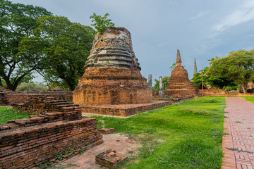 Ancient pagoda history of Wat Prasrisanpet  in Ayutthaya historical park,Thailand. it is very...