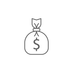 Justice money bag outline icon. Elements of Law illustration line icon. Signs, symbols and vectors can be used for web, logo, mobile app, UI, UX