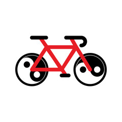 Bicycle with yin yang wheel isolated on white background. Vector illustration.