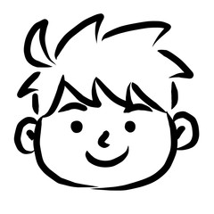 顔アイコン　少年　筆　表情