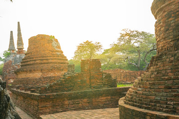 Ancient pagoda history of Wat Prasrisanpet  in Ayutthaya historical park,Thailand. it is very...
