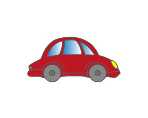 A red car on a white background. Vector illustration.