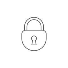 Justice padlock outline icon. Elements of Law illustration line icon. Signs, symbols and vectors can be used for web, logo, mobile app, UI, UX
