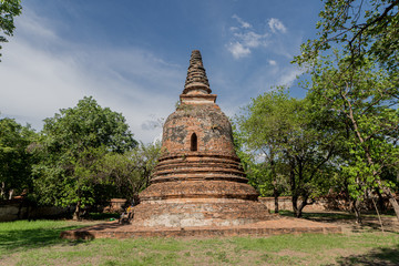 Ruins Pagoda of Wat Maheyong ,Ancient Temple,Ayutthaya,Thailand,Asia