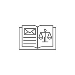 Justice justice outline icon. Elements of Law illustration line icon. Signs, symbols and vectors can be used for web, logo, mobile app, UI, UX