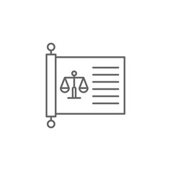 Justice law outline icon. Elements of Law illustration line icon. Signs, symbols and vectors can be used for web, logo, mobile app, UI, UX