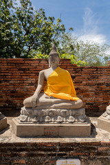 Buddhist temple of the buddha in Ayutthaya, Wat Yai Chai Mongkhol temple. Thailand.