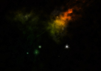 Star field in space and a nebulae. 3D rendering