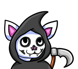 Adorable Stylized Grim Reaper Cat