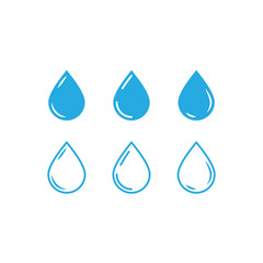 Water drops icon set. Liquid drop symbol illustration. Outline waterdrop.