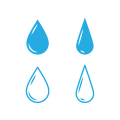 Water drops icon set. Liquid drop symbol illustration. Outline waterdrop.