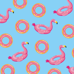 donut and flamingo float pattern