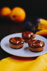 Homemade chocolate coated homemade muffins