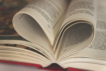 Heart lined from book sheets.