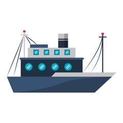 Fish ship boat sideview isolated cartoon