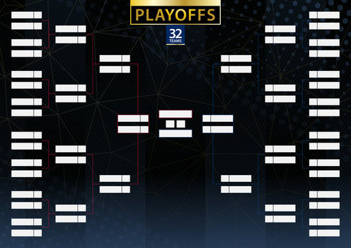 Two conference tournament bracket for 32 team or player on dark background.