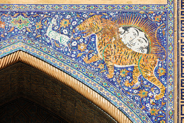 Mosaic from Sherdor madrasa in Samarkand, Uzbekistan