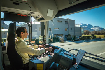 Bus driver at work