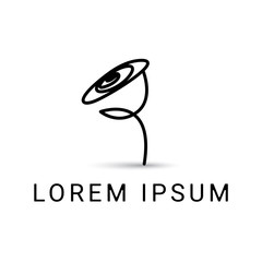 rose vector logo design template, minimal line flower icon, floral abstract sign, vector illustration