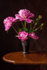 Beautiful background with pink peony flowers