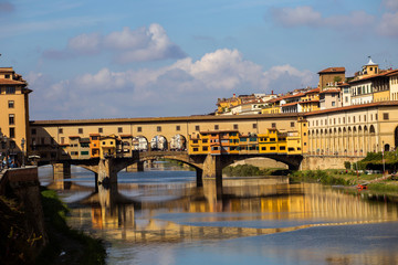 Ponte Vecchio (Old bridge), famous bridge over Arno river in Florence, Italy. 