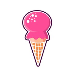 Cute ice cream cartoon illustration. Icon