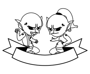 ugly trolls magic characters vector ilustration