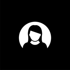 Female user icon, Woman Avatar on dark