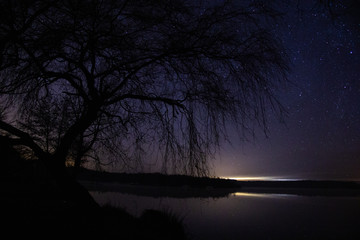 nuit &eacute;toil&eacute;es sur un lac