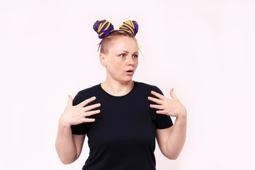 Closeup portrait angry unhappy young woman, indignant, screaming. Isolated white background. Negative human emotion, facial expression.