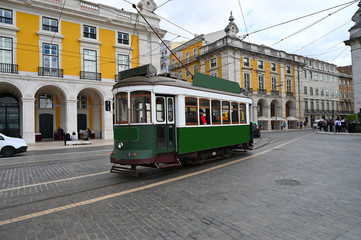 Fototapeta na wymiar old tram in lisbon portugal
