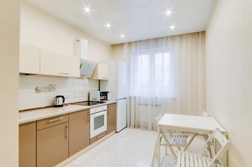 Russia, Moscow- september 20, 2017: interior room apartment. kitchen and dining room