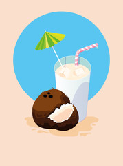 Fresh coconut fruit and juice design