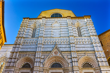 Facade Outside Baptistry Cathedral Siena Italy