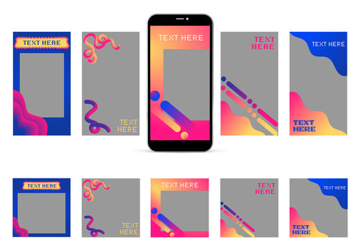 Social Media Post Set with Bright Gradient Elements