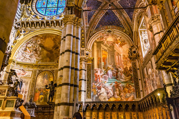 Fototapeta na wymiar King Nobles ainting Basilica Cathedral Siena Italy