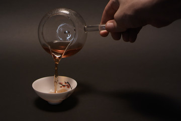 Very beautiful tea composition. Shooting in a studio with artificial light