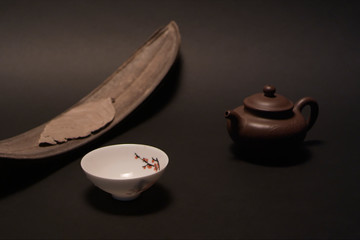 Very beautiful tea composition. Shooting in a studio with artificial light