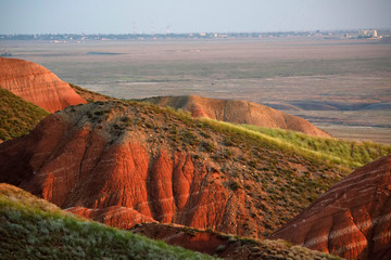 Amazing landscape of mountain Big Bogdo and steppe nature. Russia