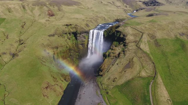 Waterfall in rural Iceland, aerial