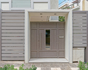 Fototapeta premium modern design house entrance metallic grey door