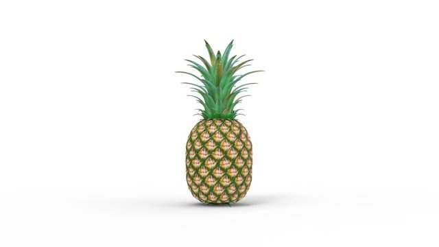 Pineapple on isolated 3D Render 4K Footage Loop