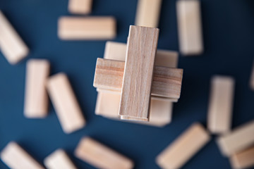 wooden cubes on desk
