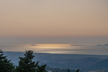 Aegean sea in evening, Kos island coast, Greece.