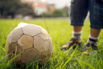 Soccer ball about to be kicked