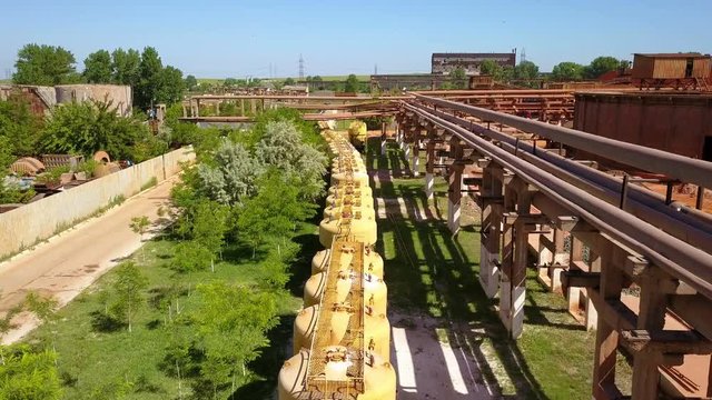 Aluminium hydroxide rail tank car, aerial view