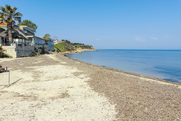 Obraz premium Panorama of town of Nea Fokea, Kassandra, Chalkidiki, Central Macedonia, Greece
