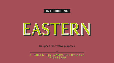 Eastern typeface.For labels and different type designs